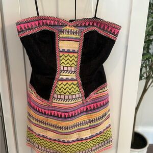Milly Black and Pink Patterned Mini Dress